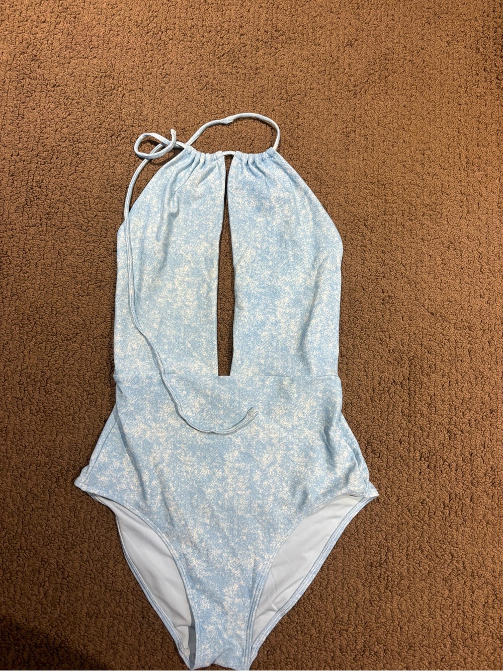 Light Blue Halter One-Piece Swimsuit